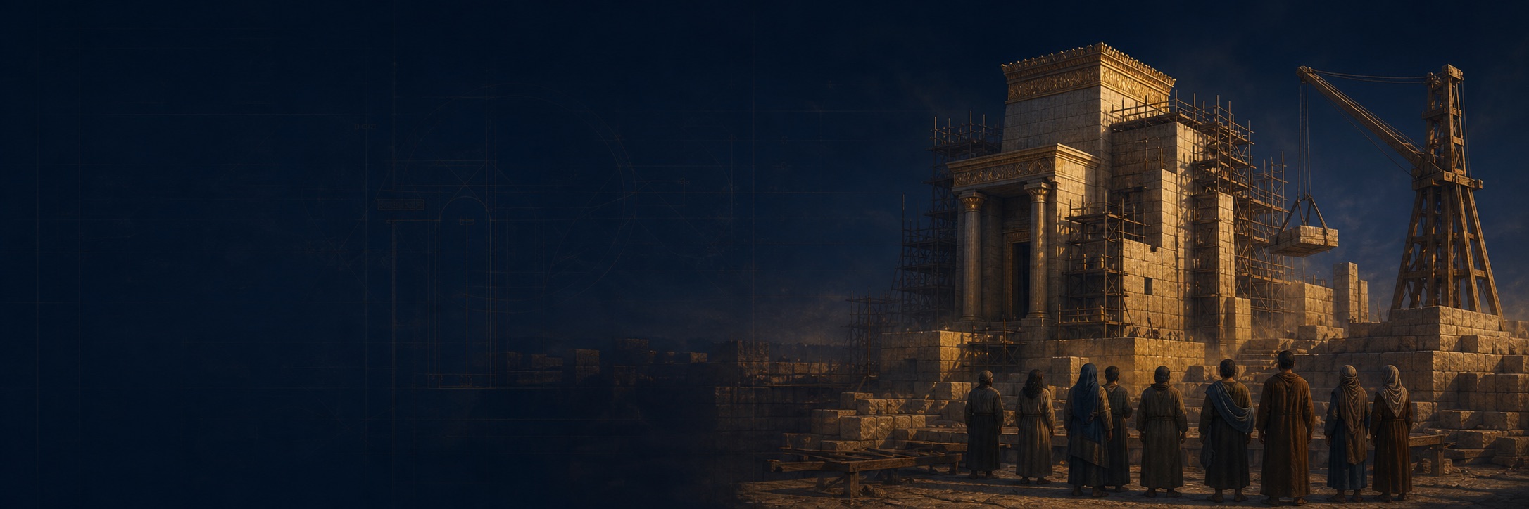 People facing Solomon's Temple under construction